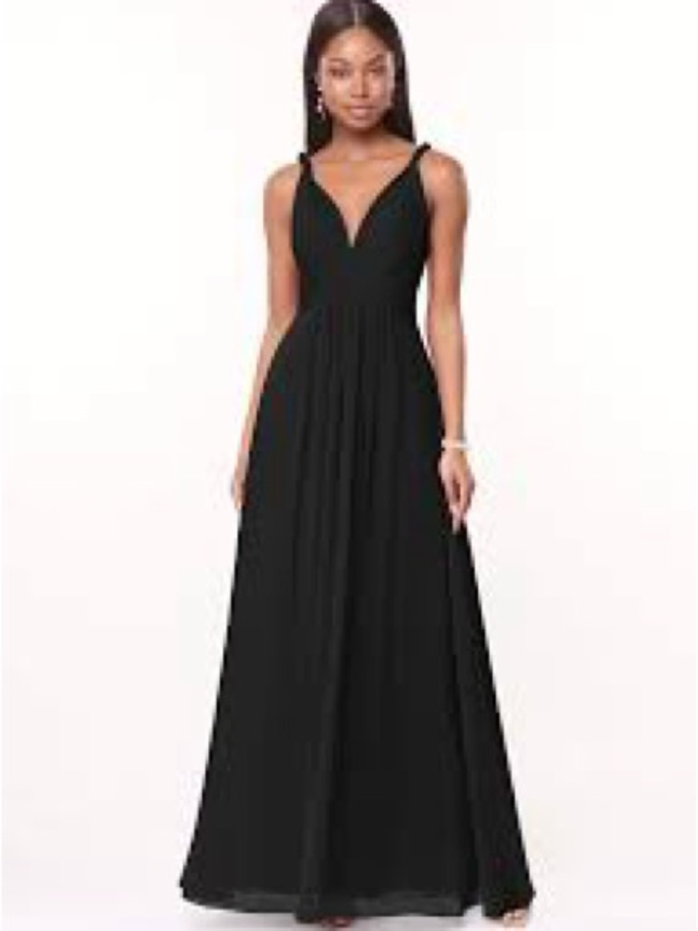 Azazie Black V-Neck Chiffon Maxi Dress 975